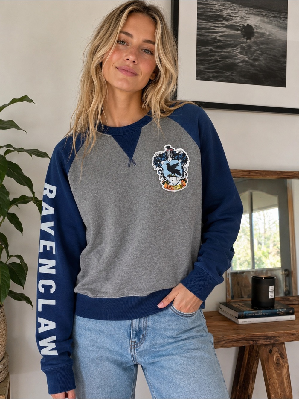 Harry Potter Ravenclaw Crewneck Sweater - Gray & Navy